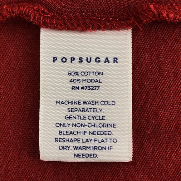 POPSUGAR Women's Red Cotton Blend Short Sleeve Tee Shirt Size M - Picture 9 of 9